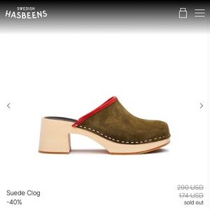 swedish hasbeens suede olive clog